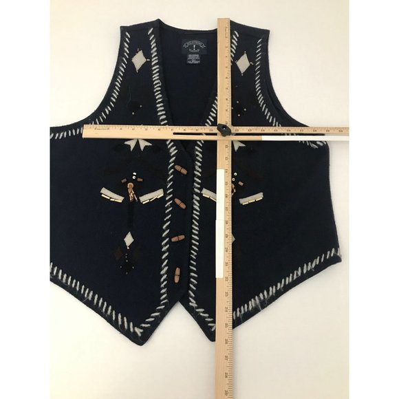 Vintage Solutions Aztec Tribal Native Size L Navy Vest *12 - Picture 4 of 5